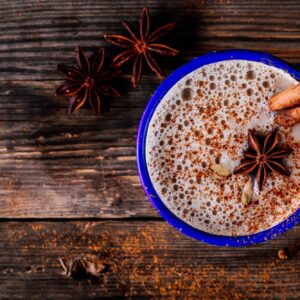 Hot masala chai tea with spices